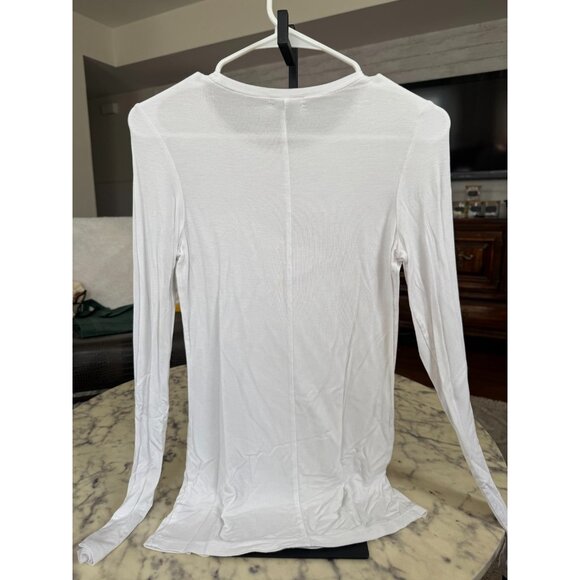 HALOGEN Cloud White Long Sleeve Tencel Silky Soft Lightweight Tee Womens Size S - Picture 3 of 8